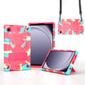 Spider Hybrid Silikone PC Case til Samsung Galaxy Tab A9[ZHE] Kamouflage Rosaröd