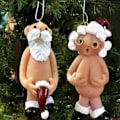 Miniatyrbillede 1 af 4: Sæt med 8CM Julepynt Fræk Julemand Ornament Træophæng...
