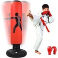 Uppblåsbar boxningssäck - 160 cm - Barn - Handskar ingår - Karate Kickboxning (Pe)