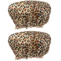 2 st Duschmössor Dubbellagers PEVA Vattentäta Elastiska Badmössor Hårskyddsmössor (Leopardmönster) Leopard 27cm