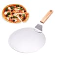 Miniatyrbillede 3 af 4: Pizzaspade i rustfrit stål med træhåndtag, bageværktøj, kagespade, sølv træfarve (Pe)