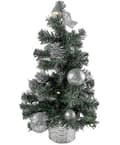 Julepynt - Dekoreret juletræ 20 cm med løkker og kugler (Peng)