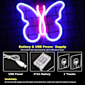 Miniatyrbillede 5 af 5: Butterfly Neon Skilte Lys Til Piger Soveværelse Væg Dekoration, Led Dekorative Lys Batteri Eller Usb P