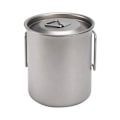 Miniatyrbild 3 av 5: Ultralätt Titanmugg Utomhus Bärbar Mugg Camping Picknick Vattenmugg Fällbart Handtag 750ml Titan
