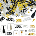 Miniatyrbillede 2 af 5: 2025 Nytårs Konfetti, Nytårsaften Party Konfetti Sort Guld Sølv Party Tilbehør Nytårs Dekorationer 2025