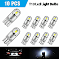 Miniatyrbillede 2 af 4: 10 stk 6000k Canbus T10 168 194 W5w Dome Licens Side Marker LED Pære Hvid