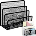 Miniatyrbilde 1 av 5: Postsortering, svart postkurv i mesh, kontorbrevholder med 3 rom (svart)