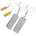 Miniatyrbilde 2 av 5: Ørekroker i rustfritt stål med blanke rektangulære brett for cabochon-øreringer, øreringer, anhengsbrett for DIY-øreringer, smykkefremstilling -z