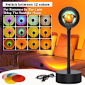 Miniatyrbillede 3 af 5: Solnedgangslampe 12 farver Led Regnbue Solnedgang Projektionslys Led Nattelys 360 Rotation Solnedgangslampe