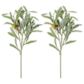 Miniatyrbillede 1 af 3: 2 stk. kunstige olivengrene i plast, kunstige grønne planter, stilke, olivenblade, pluk, grønne olivengrene