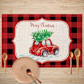 Miniatyrbilde 3 av 5: 5 stk Juleduker 12\" x 18\" Vaskbare Spisebordmatter Varmebestandige Juleduker Retro Julenissen