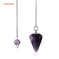 Pikkukuva 1 / 9: Luonnon parantava jalokiviriipus koru Reiki pyramidi kuusikulmainen heiluri ketjuriipus amuletti 10-Amethyst