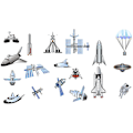 Miniatyrbild 5 av 5: Självlysande stjärnor för tak, Galaxy Rocket Rymdfarkost Väggdekaler för pojkar Småbarn Barn Sovrum Barnkammare Lekrum Väggdekor