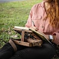 Miniatyrbillede 2 af 4: Writers Messenger Trækasse Multifunktionel Kunstner Værktøj Og Pensel Opbevaring Valnød Træ Taske, Ny