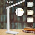 Miniatyrbilde 3 av 5: LED-bordslampe med øyebeskyttelse, USB-ladeporter, dimbar, egnet for soverom, sovesal, lesing - hvit