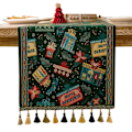 Pikkukuva 2 / 5: Design Chenille -pöytäjuoksut tupsuilla juhla- ja arkipöytiin (13”x70”)