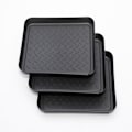 Miniatyrbillede 1 af 5: 3 stk. sorte serveringsbakker i plast til fester 35 * 27,5 * 3 cm Heavy Duty serveringsbakker i plast til mad  Rektangulære serveringsbakker til fester