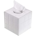 Miniatyrbillede 1 af 4: PU Læder Vævet Æske - Dækning til Husholdning Kontor Sagen Serviet Holder Organizer (Hvid Terning)