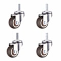 Pikkukuva 1 / 5: 4 kpl 1 tuuman pieniä ostoskärryjen pyörien vaihtopyöriä, pyöriviä pyöriä, pehmeää kumia, M6x 15 mm mini-kierteinen varsipyörä