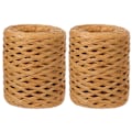 Miniatyrbillede 1 af 9: 2 ruller 200M håndstrikket Lafite Raffia strå miljøvenligt papirgarn bageemballage bælte reb Khaki Khaki Length 200m/roll