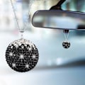 Pikkukuva 3 / 5: Auton sisustus kristallikuula, riippuva timanttikoriste autoon ja kotiin, auton riipuskoriste, bling-auton tarvikkeet mustavalkoinen