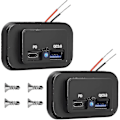 Pikkukuva 1 / 4: 2 kpl 12v USB-pistorasiaa, kaksoisnopea lataus 3.0 12v pistorasia USB-laturi ja Pd Type-c (usb C), 12v 24v USB-laturi vedenpitävä virtapistorasia-adapteri Auton laturi