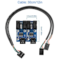 Miniatyrbilde 4 av 5: Hovedkort Usb 2.0 9pin Header 1 Til 4 Utvidelseshub Splitter Adapter Konverter 30cm 9-pin Intern