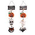 Pikkukuva 2 / 5: 2 kpl Halloween-ovien ripustuskoristeet, sisä- ja ulkokäyttöön, noita- ja kallokoristeet seinälle, ovelle, ripustusbannerit, koristeet
