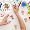 Miniatyrbillede 2 af 2: 50 stk. Ubehandlede træengle-udskæringer Ufærdige engelfigur Træskiver DIY-maling Træpynt