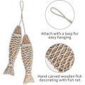 Miniatyrbillede 2 af 5: Håndskåret fiskeornament Hna-tema træskåret fisk vægdekoration