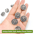 Pikkukuva 3 / 5: 10 kpl Vaatteiden Napit - Muodikkaat Ontot Kukallinen Metallivarsi Pyöreät Metalliset Napit Sarja Ommeltavat Napit (20mm Musta)