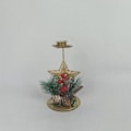 Miniatyrbillede 3 af 5: 3 stk. Jern Lysestager Julemand Lysestager Søjlelysestander Guld Lang Lysestager Plade Lang Stilk Lysestager