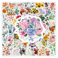 Miniatyrbilde 2 av 5: 100 stk blomsterklistremerker - Vanntette vinylklistremerker for vannflasker, bærbare datamaskiner, utklippsbøker og journaling