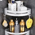Miniatyrbillede 2 af 5: 2 stk. Slagfri Aluminium Legering Toilet Opbevaringsstativ/Badeværelse Opbevaringsstativ/Hjørnestativ til Hjemme Badeværelse Tilbehør Opbevaring Mat Triangel Kurv