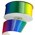 Miniatyrbild 2 av 2: 1 rulle regnbågsband Hög densitet Gradient Polyesterband Färgglad presentförpackningsremsa DIY Bakningsförpackningsband för hem Butik (22M Lång 4CM Bredd