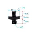 Miniatyrbillede 3 af 5: 1/4 Han til M8 Gevind Kamera Skrue Adapter Konverter til Kamera Bur Rig/Stativ/Monopod/Kuglehoved/Lys Stativ/Skulder Rig (4 stk., Sort) -t