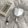 Miniatyrbillede 2 af 5: Akryl dobbeltsidet makeup spejl sødt hjerteformet kosmetisk gennemsigtig base hjem soveværelse skrivebord makeup spejl (hvid)