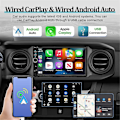 Miniatyrbild 2 av 5: 7 Tums Dubbel DIN Bilstereo med CarPlay Android Auto, Bilradio med Mirror Link Bluetooth FM Backkamera