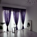 Miniatyrbillede 3 af 5: Simpel Stil Polyester Vindue Voile Tyl Gardiner Gennemsigtige Paneler Soveværelse Stue Indretning Lilla 1x2.7m 0.4