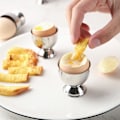 Miniatyrbilde 5 av 5: 4 stk. eggkopper i rustfritt stål, eggstativ, kjøkkenutstyr, verktøy for hardkokte egg, sølv