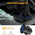 Miniatyrbillede 2 af 5: Quick Charge 3.0 Dobbelt USB Biloplader Stik Vandtæt 12V/24V QC3.0 Oplader Stik Strømudtag med Touch Switch C