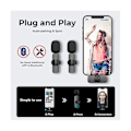 Miniatyrbillede 5 af 5: Trådløs Lavalier Mikrofon til USB-C, Plug and Play Støjreduktion Autosynkronisering Lapel Mic Live, vlo