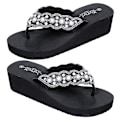Pikkukuva 1 / 4: 1 pari liukumattomat rantasandaalit Slipsole-sandaalit helmikoristeiset sandaalit kesäkäyttöön naisille (musta, koko 40 25,0 cm, 8US, 5,5UK, 39EU, 9,825 tuumaa)