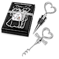 Miniatyrbild 1 av 5: 1 par silverfärgade hjärtformade vinstoppare och korkskruvsöppnare, vinset för souvenirgåva bröllopsfestgåva