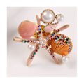 Miniatyrbillede 3 af 5: 5 stk. Servietringe, Perle Rhinestone Ocean Nautisk Servietring Holdere Servietspænde Til Fest, Orange