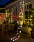 3M Julelysstige med Julemand - 338 LED Julelys, 8 Lystilstande, Timer Hukommelsesfunktion, Strømforsyning (Multifarvet)