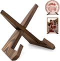 Plate Stand for Display - 6.5 Inch Plate Holder, Wooden Picture Frame Holder, Decorative Table Easels