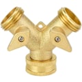 Miniatyrbillede 1 af 5: Dobbelt Udgang Ventil Slange Connector Adapter Messing Bold Have Blomst Græs Plæne Vanding Udstyr (1 stk, Guld) -z
