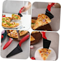 Miniatyrbillede 2 af 5: Pizzafad i rustfrit stål med tandede kagekniv Rustfrit stål Pizzafad Stål Tærteserver Husholdningsredskaber Kageserver Tærtekniv