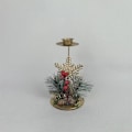 Miniatyrbillede 4 af 5: 3 stk. Jern Lysestager Julemand Lysestager Søjlelysestander Guld Lang Lysestager Plade Lang Stilk Lysestager